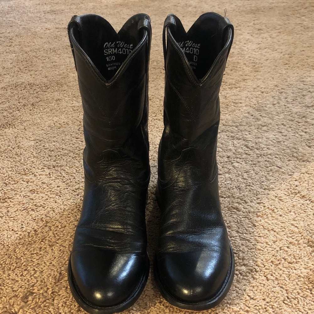 Black Leather Cowboy Boots